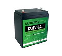 ULTRAMAX NEO 12V 6Ah LiFePO4 Battery, 12.8V Rechargeable Lithium Battery, 6A BMS, 33A Peak, 4000+ Cycles, Mini 90x70x106mm, F2 Terminals for UPS, Solar, Fish Finder, Camping & RV