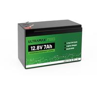 ULTRAMAX Neo 12V 7AH Lithium Battery (LiFePO4), 10000+ cycles, 10 year life, Rechargeable
