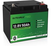 Ultramax Neo 50Ah 12V Lifepo4 Lithium Battery Bluetooth 15,000+ Cycles Trolling Motors, Golf Carts, Solar, Rvs, Boats