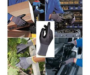 Ultrane 553 Black Nitrile Mens Work Gloves Mechanic Gloves Builders Gardening Construction Workman Site Tradesman Protective Safety Gloves Size 9 Large (1 Pair)