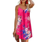 ULTRANICE Women's Summer Dress Spaghetti Straps Sundress Beach Cover Ups Casual V Neck Floral Mini Dress(Floral E,M)