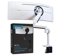 ULTRARM Heavy Duty Monitor Arm for Ultrawide Monitors up to 57" and 44 lbs, Single Desk Stand, Pneumatic Height Adjustable, Modular Extension Arms - Max VESA 100x100, White, MA20PW-S