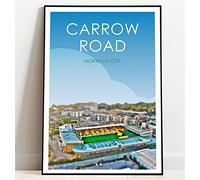 Ultras FC Norwich City Carrow Road Stadium Retro Retro Art Print (A4 Giclee Print - Portrait)