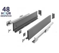 GTV Axis Pro Drawer System I Drawer Set with Full Extension and Integrated Cushioning I Anthracite I Load Capacity up to 40 kg I Soft-Close I Free Access I Width: 500 mm I Height: 168 mm