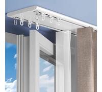 UltraSlim Double Curtain Track NoiseFree Aluminum Alloy Drapery System for Bedroom Living Room Hospitals 3.7m (12.1ft) Smooth Gliding Curtain Rods.