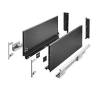 (199mm - Extra Large, 50cm) UltraSlim AXIS PRO Soft Close Black Kitchen Drawer Box Sides Drawer Runners