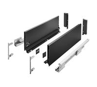 UltraSlim Soft Close Black Kitchen Drawer Box Sides Drawer Runners Set Cupboard Unit (Large 167mm x 500mm)