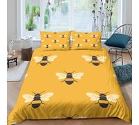Ultrasoft 3D Print Microfiber Bee pattern repeat Quilt Cover All Season Bedding Sets with Pillowcases Vector illust Duvet Cover Set Easy Care Breathable Washable for Home Decor Double（200x200cm）