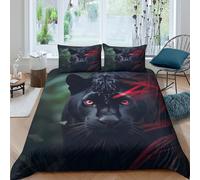 Ultrasoft 3D Print Microfiber Black panther Quilt Cover All Season Bedding Sets with Pillowcases mystical forest creature Duvet Cover Set Easy Care Breathable Washable for Home Decor King（220x240cm）