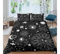 Ultrasoft 3D Print Microfiber Cosmic symbols Quilt Cover All Season Bedding Sets with Pillowcases Vintage astrology design Duvet Cover Set Easy Care Breathable Washable for Home Decor King（220x240cm）