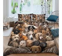Ultrasoft 3D Print Microfiber Cute pets group Quilt Cover All Season Bedding Sets with Pillowcases Animal family style Duvet Cover Set Easy Care Breathable Washable for Home Decor Single（140x200cm）