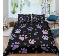 Ultrasoft 3D Print Microfiber Pet paw prints Quilt Cover All Season Bedding Sets with Pillowcases Colorful animal design Duvet Cover Set Easy Care Breathable Washable for Home Decor Double（200x200cm）