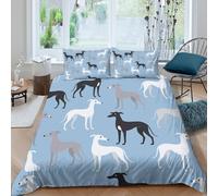 Ultrasoft 3D Print Microfiber Whippet dogs Quilt Cover All Season Bedding Sets w/ Pillowcases Modern cartoon style design Duvet Cover Set Easy Care Breathable for Home Decor Double（200x200cm）