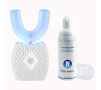 Ultrasonic Automatic Toothbrush，Ultrasonic U-Shaped Toothbrush for Teeth Whitening, Electric Toothbrush for Adults - 360° Mouth Cleansing (White)