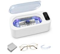 Ultrasonic Cleaner, 55kHz High-Frequency Ultrasonic Jewellery Cleaner with U-V Light, Deep Cleaning, 4 Smart Modes 350ML Silver Cleaner with LED Display, for Rings, Glasses, Jewelry, Denture