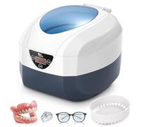 Ultrasonic Cleaner 750ml Jewellery Cleaner Machine Glasses Sonic Cleaner with Cleaning Basket Disk Shelf Clean Jewellery Powder Puff Watches Glasses Dentures Ring Coin