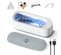 Ultrasonic Cleaner Portable 500ml 47000Hz Ultrasonic Jewellery Cleaners Machine with Blue Light USB Rechargeable for Glasses, Rings, Necklace, Jewelry, Watch, Denture