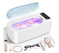 Ultrasonic Cleaner with UV Sterilisation - 350ml Portable Jewellery Cleaner & Retainer Cleaner, Multi-Purpose Ultrasonic Jewellery Cleaner for Glasses, Rings, Aligners & Mouth Guards