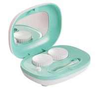 Ultrasonic Contact Lens Cleaner, Portable USB Rechargeable Machine, Green, with Mirror, Tweezers, Solution Soak Case Kit, Removes Protein Deposits