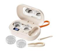 Ultrasonic Contact Lens Cleaning Device Portable Ultrasonic Electric Cleaner Solution Holder with Mirror Tweezers Remover Tool for Gym Sports Running Fitness Outdoor Travel Office Hotel