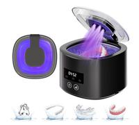 Ultrasonic denture cleaner, Retainer Cleaner Machine for Dentures, Mouth Guards, Braces, Toothbrush Heads, Jewelry, 45kHz Retainer Cleaning, 3 Modes for All Denture Appliances (Black)