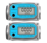 Ultrasonic Flow Meter, Aluminum Alloy Digital Flow Meter, LCD Electronic Fuel Flowmeter, NPT Counter Petrol Methanol Water(2Pcs Blue Flowmeter)