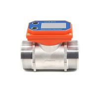 Ultrasonic Flow Meter, Electronic Digital Display Flowmeter, Dry Cell Stainless Steel LCD Flow Meter Thread Sensor, Water for Farm/Garden Irrigation(1/2'',Male Thread)