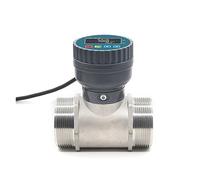 Ultrasonic Flowmeter, RS485 Electronic Digital Display Flowmeter, Stainless Steel Smart LCD Electronic Flow Meter, Water Flow Sensor(Male thread,DN50_LCD VERSION)