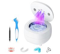 Ultrasonic Holder Cleaner, 45KHz 25W Dental Cleaning Pad for Dentures, Mouthguard, Aligner, Night Protection, Braces, Ring and Jewelry, 200ml Portable