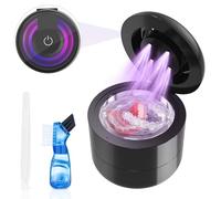 Ultrasonic Holder Cleaner, 45KHz Holder Cleaning Machine for Dentures, Night Protection, Denture Cleaner for Aligners, Braces, Jewelry, 2 Modes with 180ml Large Tank (Black)