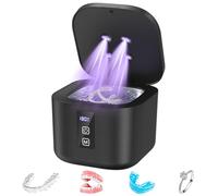 Ultrasonic Holder Cleaner, 48KHz Dental Cleaning Pad for Dentures, Mouthguard, Aligner, Night Protection, Braces, Toothbrush Heads, Jewelry with Digital Timer and 6 Modes, 370ml Capacity