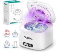 Ultrasonic Holder Cleaner, Soffiya Denture Cleaner Machine for Dentures, Mouthguard, Braces, Jewelry with 340ml Capacity, 49KHz Holder Cleaning, 4 Modes for All Dental