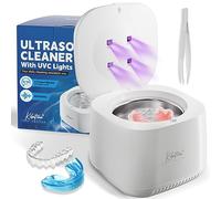 Ultrasonic Holder Cleaner with 4 UV Lights for Dentures Aligner Mouth Guard Jewelry Rings Ultrasonic Denture Cleaner for All Dental Devices