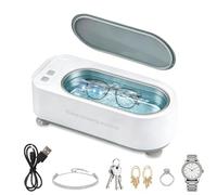 Ultrasonic Jewellery Cleaner, 600ml 50kHz Professional Sonic Cleaner for Glasses, Rings, Silver, Gold, Watches & Retainers, Portable Ultra Glasses Cleaner Machine with 3 Timer Modes, 360° Deep Clean