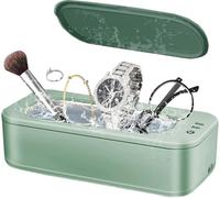 Ultrasonic Jewellery Cleaner Silver Jewellery Cleaner High Frequency Vibration Low Noise Portable Jewellery Glasses Cleaner is Suitable for Jewelry, Rings,Silverware,Glasses,Watches (Green)