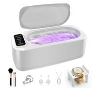 Ultrasonic Jewelry Cleaner, 50KHz Jewelry Cleaner Ultrasonic Machine with 4 Timer Modes,Sonic Cleaner for Necklaces,Rings,Eyeglasses,Watch Strap, Retainers, 400ML 304 Stainless Steel Tank