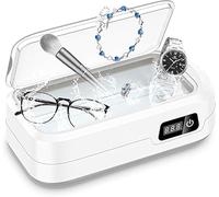Ultrasonic Jewelry Ring Cleaner, 49KHz, 48W, 24oz, Digital Display Professional Ultrasonic Cleaning Machine Lab Cleaning Supplies for Jewelry, Eyeglasses, Watches, Ring, Blade Razor(Off-white)