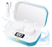 Ultrasonic Lens Cleaning Device with 4 Timer Modes & 360° High-Frequency Vibration, Portable for Soft and Colored Lenses, Blue.