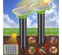 Ultrasonic Mole Repellent Outdoor, 2 Pack Gopher Repellent Solar-Powered for Lawn Yard and Garden, Waterproof Mole Killer Traps, Effectively Repels Gopher Vole Groundhog Snake, Green