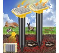 Ultrasonic Mole Repellent Outdoor,2 Pack Gopher Repellent Solar-Powered for Lawn Yard and Garden, Waterproof Mole Killer Traps, Effectively Repels Gopher Vole Groundhog Snake, Yellow
