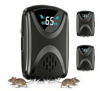 Ultrasonic Mouse Repeller, Upgraded Smart Chip Dual Speakers, 1-65kHz Frequency Conversion, Effective Rodent Repellent with Flashing Lights, Safe for Home & Indoor 2 Pack