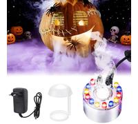 Ultrasonic Nebuliser, 12 LED Fog Machine Mini, Fog Machine Halloween, Mini Mist Maker, Ultrasonic Mist LED, Mist Maker Water Mist Fogger, Fog Device for Halloween Pumpkin and Witch Pot, Party