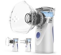 Ultrasonic Nebuliser Machine for Adults & Kids, Portable Silent Nebuliser for Kids with 2 Masks and Mouthpiece, Handled Nebulizer for Home & Travel