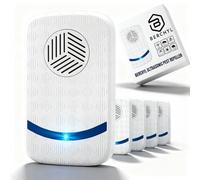 Ultrasonic Pest Repeller 4 Pack, Wave Barrier Tech, Humane Indoor Pest Control for Mouse, Rat, Mice, Spider, Mosquitos, Cockroaches, Plug & Play, Wide Coverage, Harmless to Pets & Humans