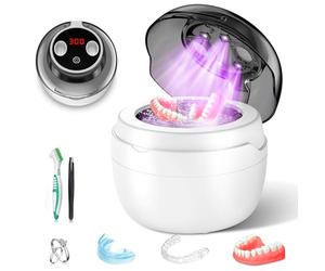 Ultrasonic Retainer Cleaner, 4 Modes Retainer Dental Cleaner 50kHz Sonic Cleaner with Automatic UV-Light for Dentures, Mouth Guards, Nightguards, Braces, Toothbrush Heads, Jewelry