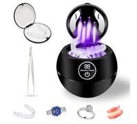 Ultrasonic Retainer Cleaner 42kHz, 180ml Dental Cleaning Pods with 3 Mode Digital Timer and 2 UV Lights, Retainer Cleaner Machine for Aligner, Braces, Mouthguard, Jewelry, Toothbrush (Black)