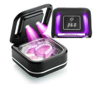 Ultrasonic Retainer Cleaner, 45kHz Ultrasonic Denture Cleaner Machine with UV-Light, Portable Professional Cleaner for Retainer Aligner Mouthguard Nightguards Toothbrush Heads Jewelr (Black)