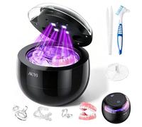Ultrasonic Retainer Cleaner 45kHz with UV Light 200ml 4 Modes Cleaning Machine for Dentures Retainers Aligners Night Guards Braces Jewellery Rings Necklaces Bracelets Bangles Watches Deep Clean Quiet