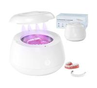 Ultrasonic Retainer Cleaner, 48kHz Dental Cleaner, Ultrasonic Retainer Cleaner, Ultrasonic Cleaning Machine, 4 Modes Ultrasonic Cleaner for Dentures, Nightguards, Braces, Jewelry (White)