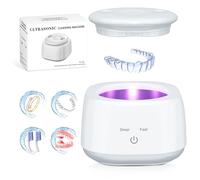 Ultrasonic Retainer Cleaner, 48kHz Retainer Cleaner Machine, 2 Modes Ultrasonic Cleaner for Dentures, Night Guards, Braces, Sports mouthguards, Toothbrush Heads, and Jewelry, White